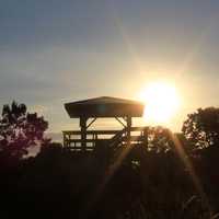 Sun behind tower at Buckhorn State Park, Wisconsin