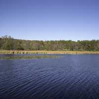 Landscape view across small lake