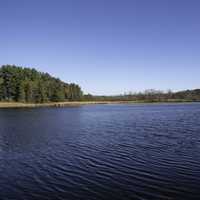 Opposite shore view across the small lake