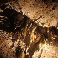 Stalactites Hanging from the Ceiling in Cave of the Mounds, Wisconsin