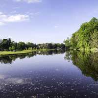 Landscape across the lake at Cedar Creek Park