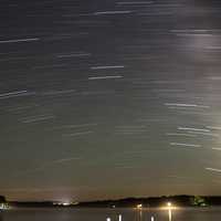 Star Trails over lake Namekagon in Chequamegon National Forest, Wisconsin