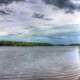 Long view of the lake with clouds at Council Grounds State Park, Wisconsin