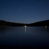 Blue waters of the lake at night at Devil's Lake State Park, Wisconsin