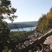 View of Lake from Halfway up the mountain at Devil's Lake State Park, Wisconsin