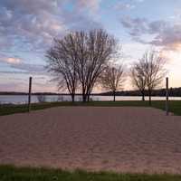 Dusk at the beach and volleyball courts