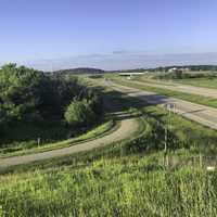 Highway Overpass landscape on Glacial Drumlin State Trail