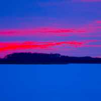 Dusk over the hills on Rock Lake, Wisconsin