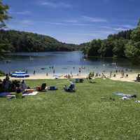 Beach and Cox Hollow Lake at Governor Dodge State Park, Wisconsin