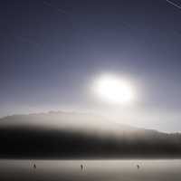 Bright Moon and Star Trails landscape at Governor Dodge State Park, Wisconsin