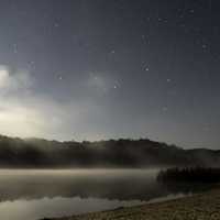 Stars, fog, and Lake at Governor Dodge State Park, Wisconsin