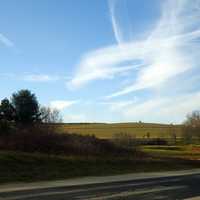Blue sky over fields in Govenor Dodge State Park, Wisconsin