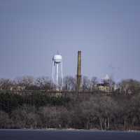 Water tower and chimney stack