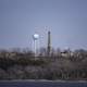 Water tower and chimney stack