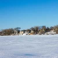 Snowy lakeshore at High Cliff State Park, Wisconsin