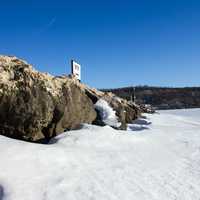 Side of the Island of Rocks on Lake Winnebago at High Cliff State Park, Wisconsin