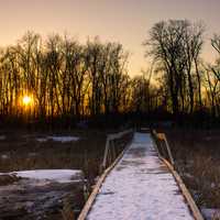 A boardwalk to sunset at Horicon National Wildlife Reserve, Wisconsin