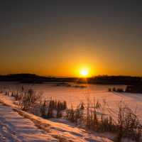 Winter Marsh Sunset at Horicon National Wildlife Reserve, Wisconsin
