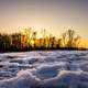 Snowy sunset path at Horicon National Wildlife Reserve, Wisconsin