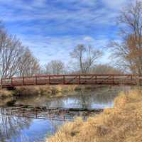 A red bridge on the Ice Age Trail, Wisconsin