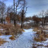 Ice Age trail in ice on the Ice Age Trail, Wisconsin