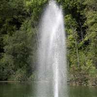 Close up of a spray fountain in the lake