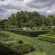 Formal gardens landscape with clouds overheard