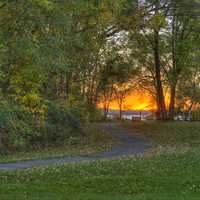 Closer view of sunset at Lake Kegonsa State Park, Wisconsin