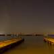 Docks in darkness under the light at Lake Kegonsa State Park, Wisconsin