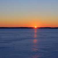 Setting sun at Lake Kegonsa State Park, Wisconsin