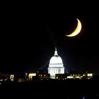 Crescent moon over the capital