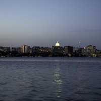 Far off skyline of Madison at Night