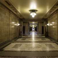 Lighted up halls of the Capital in Madison, Wisconsin