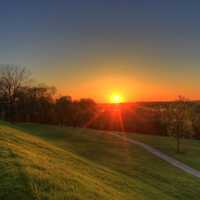 Brighter sunset behind lake in Madison, Wisconsin