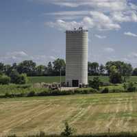 Tall Silo under blue skies at Pope Conservancy Farm