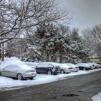 Cars in the snow in Madison, Wisconsin