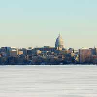 City Skyline in the winter in Madison, Wisconsin
