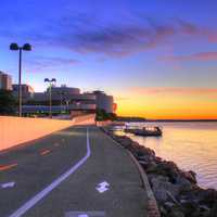 Detailed view of Bike Path at Dawn in Madison, Wisconsin