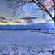 Dusk on Frozen Mendota in Madison, Wisconsin