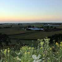 Dusk over farm in Madison, Wisconsin