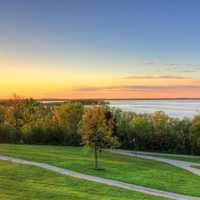 Dusk loverlooking Lake Mendota in Madison, Wisconsin