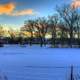 Frozen lake at dusk in Madison, Wisconsin