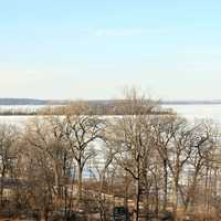 Frozen lake Mendota in Madison, Wisconsin