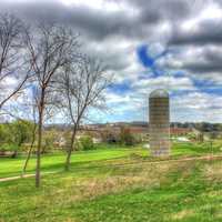 Silo in the landscape in Madison, Wisconsin