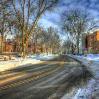 Snowy street in Madison, Wisconsin