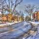 Street in the snow in Madison, Wisconsin