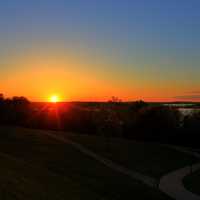 Sunset behind the lake in Madison, Wisconsin