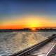 Sunset over the train tracks by the lake in Madison, Wisconsin