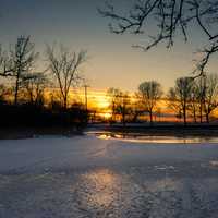 Icy Sunset at Tenney Park in Madison, Wisconsin