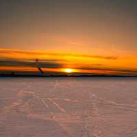 Sunset Over the Ice on Lake Mendota in Madison, Wisconsin